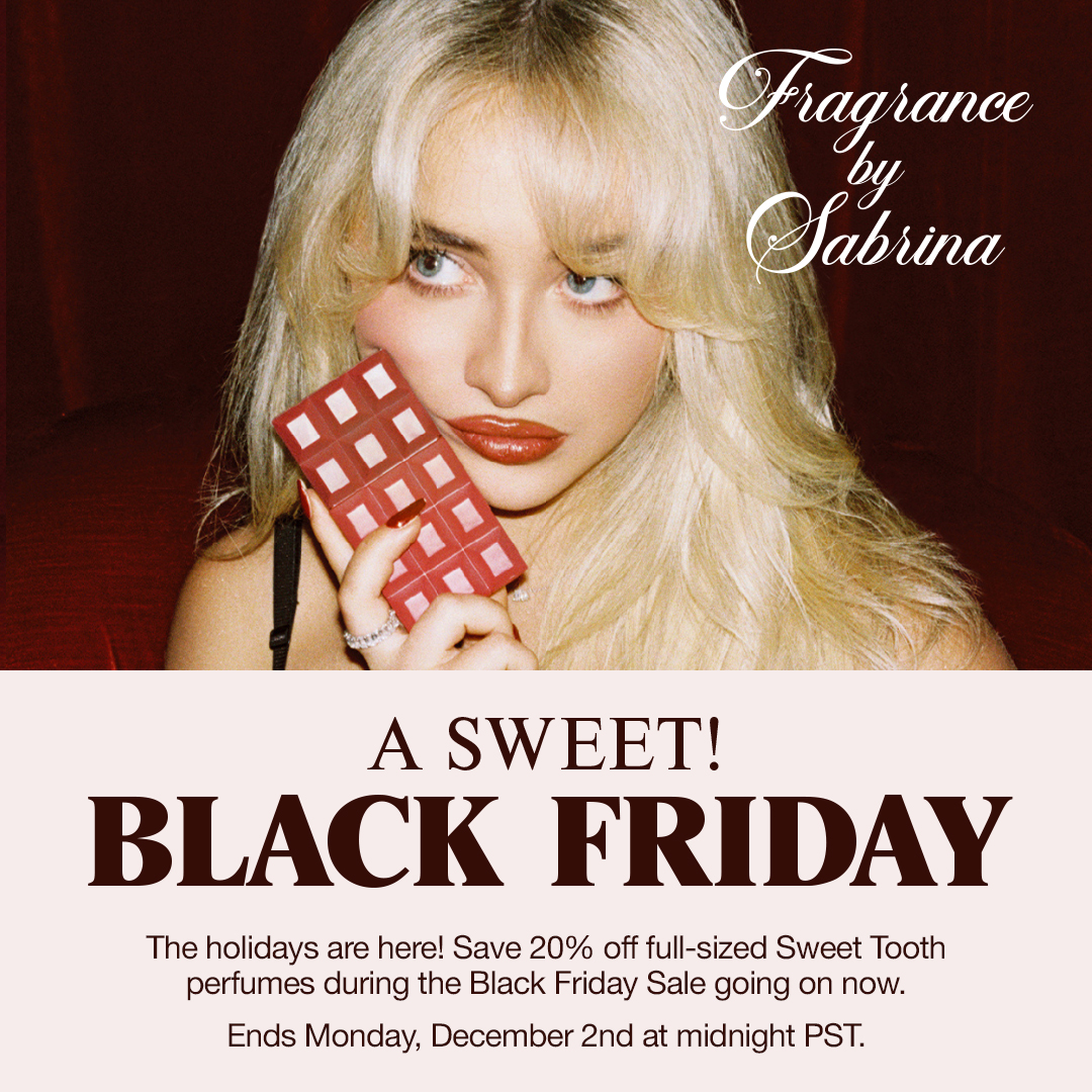 TeamSabrina's tweet image. what’s sweeter than cherries? 🍒 a sweet black friday deal! shop 20% off full-sized sweet tooth products now thru monday at fragrancebysabrina.com/collections/sh…
