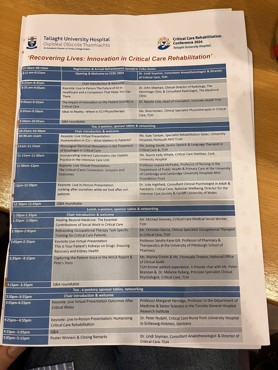 So much food for thought 🤔 another great day at the 2nd TUH #CriticalCareRehab conference #CriticalCareRehabTUH