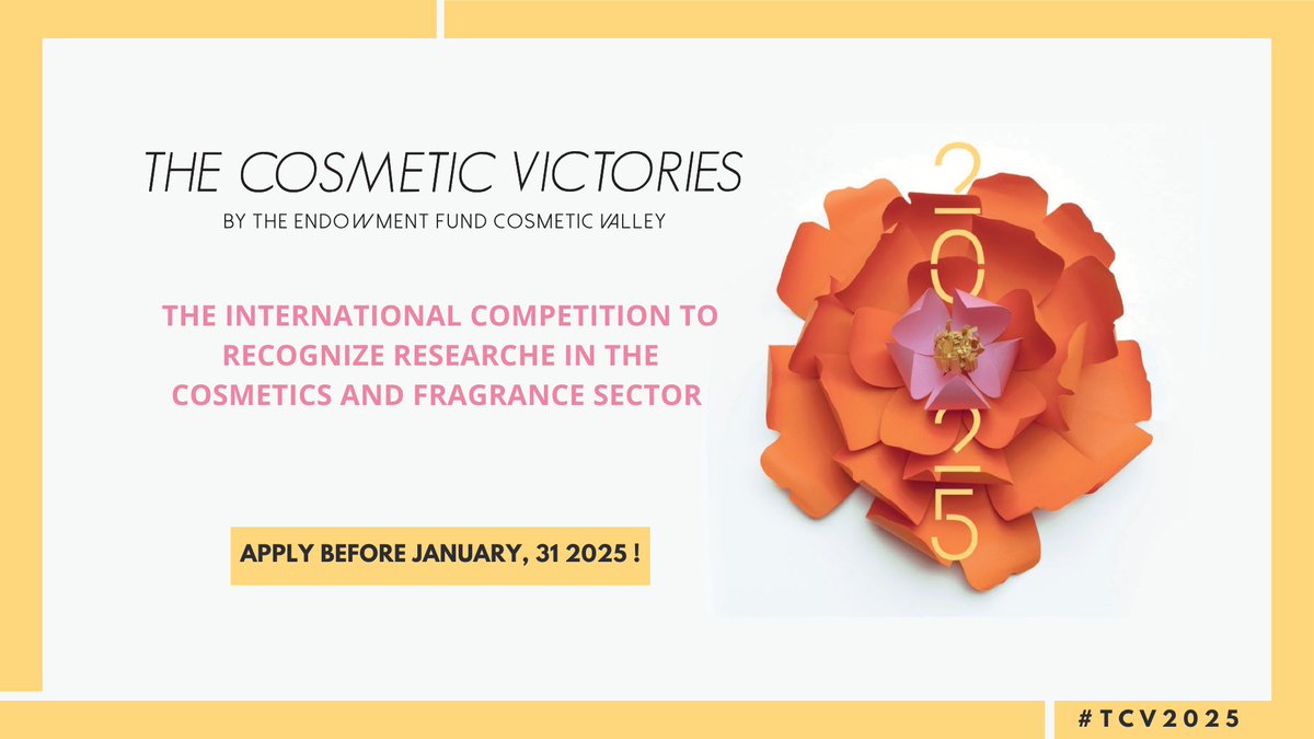🌼Applications are OPEN for The Cosmetic Victories – the international competition celebrating the excellence in cosmetic research!  

If you are a public researcher or a manufacturer conducting innovative scientific research, submit your work now! 

→ thecosmeticvictories.com