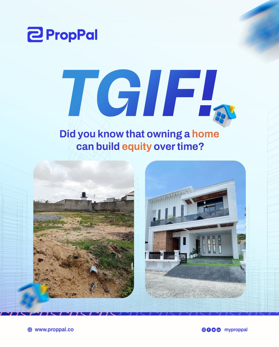 myproppal's tweet photo. As we head into the weekend, let's think about the long-term benefits of homeownership. Not only does owning a home provide a secure place to live, but it also allows you to build equity over time, setting you up for a more stable financial future. https://t.co/FKplpovkTy
