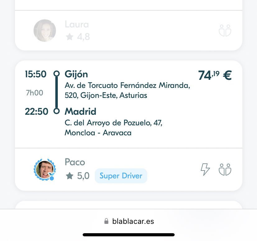 martafsilverio's tweet photo. la gente es muy cerda

el tipo este que pone un viaje  gijon madriz en blabla a 74 € para aprovecharse de la huelga???????

paco, eres un cerdo https://t.co/piDcmmTqxm
