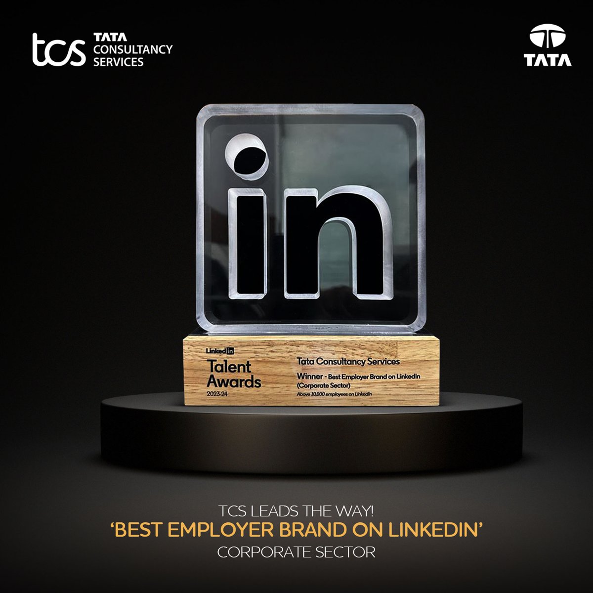 Proud to be named India's 'Best Employer Brand on LinkedIn' in the Corporate Sector - A significant milestone for us. Here's to continued growth. 
Read more: bit.ly/3B4lkzW

#OneTCS #EmployerBranding #LinkedIN <a href="/LinkedInIndia/">LinkedIn India</a>