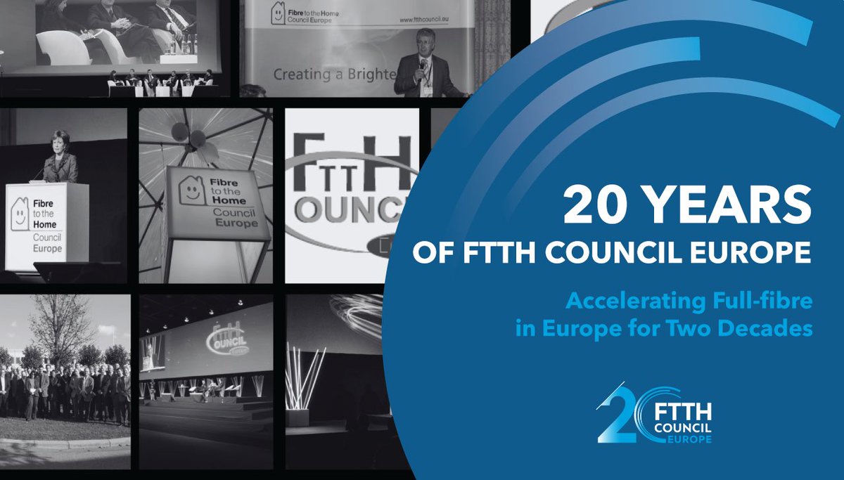 FTTHCouncilEU's tweet image. Celebrating 20 years of shaping the #fibre-connected future!
 This special anniversary video brings to life the milestones, the breakthroughs, and the people who made it all possible ➡️ youtube.com/watch?v=t-ISdz…
Stay #tuned for the full story.