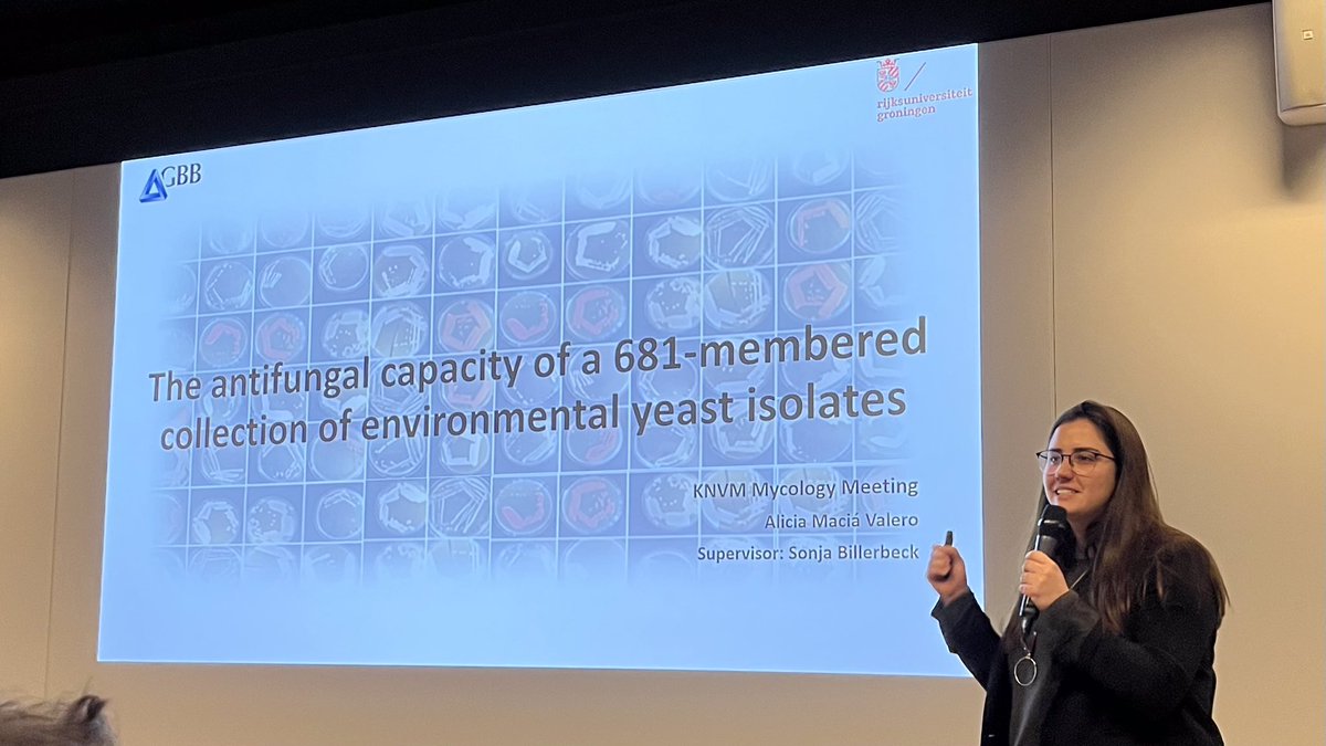 Akos T. Kovacs (@evolvedbiofilm) on Twitter photo Alicia Macia Valero <a href="/Alicia_MV_/">Alicia Maciá Valero</a> (from the group of <a href="/billerbeck_s/">Sonja Billerbeck</a> at RUG): The antifungal capacity of a 681-membered collection of environmental yeast isolates
#KNVMmycology Alicia Macia Valero <a href="/Alicia_MV_/">Alicia Maciá Valero</a> (from the group of <a href="/billerbeck_s/">Sonja Billerbeck</a> at RUG): The antifungal capacity of a 681-membered collection of environmental yeast isolates
#KNVMmycology