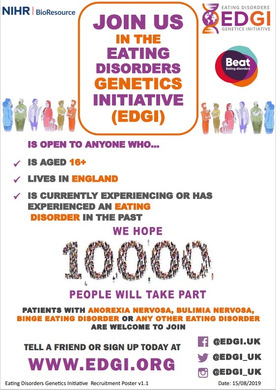If anyone you know has experienced an #eatingdisorder, please encourage them to sign up to @EDGI_UK at edgiuk.org. Watch this short consent video for more information about the NIHR BioResource and EDGI:
bit.ly/EDGIconsent

<a href="/NIHRresearch/">National Institute for Health and Care Research</a> <a href="/NIHRMaudsleyBRC/">NIHR Maudsley Biomedical Research Centre (BRC)</a> @BeatED