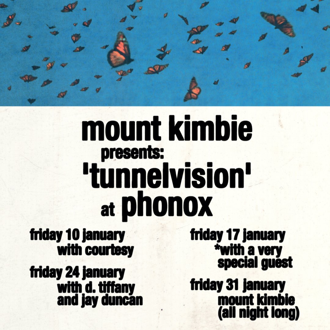 Excited to announce Courtesy, D.Tiffany, Jay Duncan and a very special guest will be joining us for the first Tunnelvision series takeover at Phonox in January!

We’re up to third release tickets now across every night so get your tickets now before it’s too late.