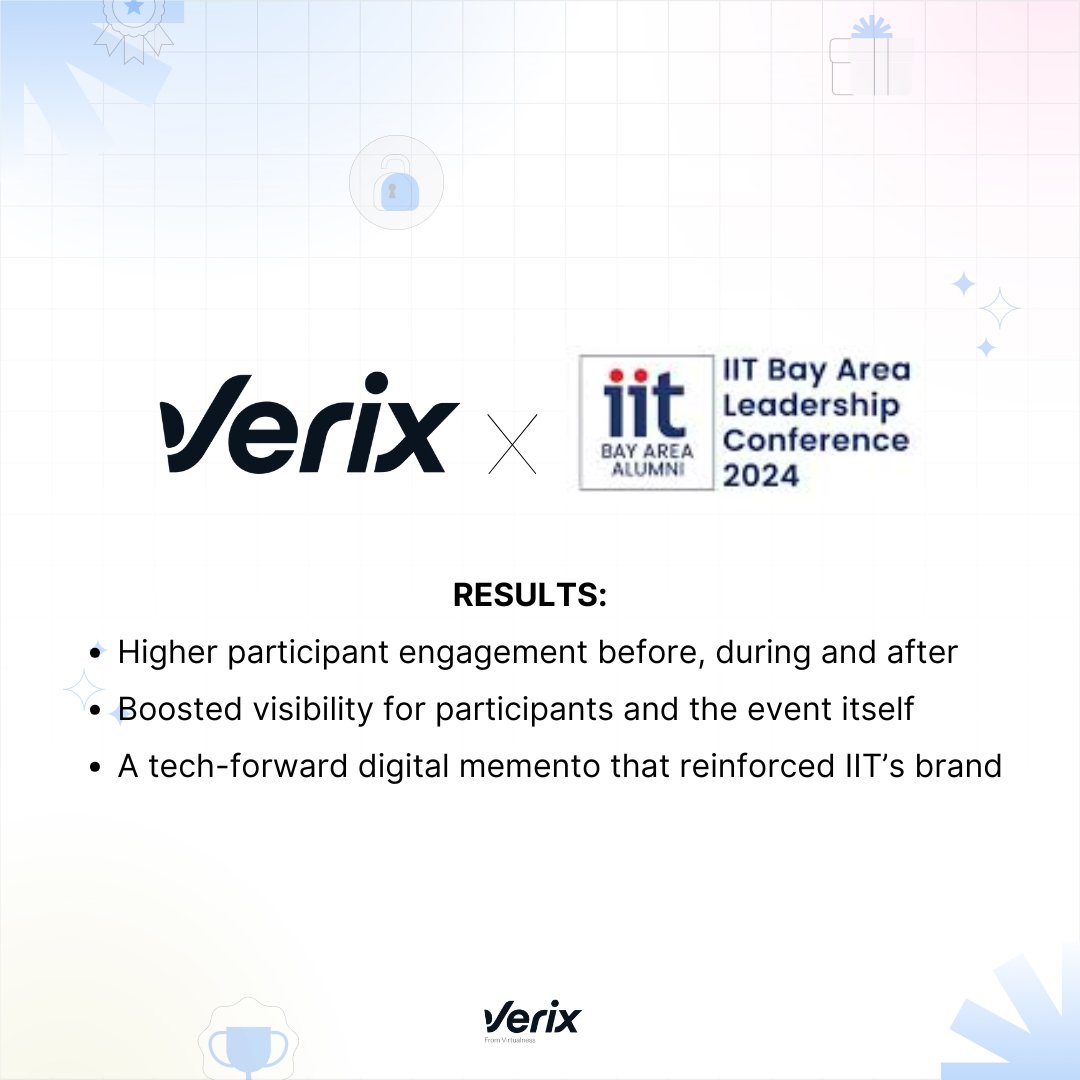 Verix_io's tweet photo. 𝐓𝐫𝐚𝐧𝐬𝐟𝐨𝐫𝐦𝐢𝐧𝐠 𝐄𝐯𝐞𝐧𝐭 𝐄𝐧𝐠𝐚𝐠𝐞𝐦𝐞𝐧𝐭 𝐰𝐢𝐭𝐡 𝐕𝐞𝐫𝐢𝐱  

In a world shaped by rapid technological advancements, event engagement must evolve too. So the 2024 IIT Bay Area Leadership Conference partnered with Verix to rethink participant recognition.

The event’s speakers, sponsors, and exhibiting startups received globally verifiable blockchain certificates that not only guaranteed authenticity but also unlocked an exclusive post-event message from IITBAA President, Nidhi Kannaoujia.

And with one-click LinkedIn sharing, the certificates amplified visibility of the contributors AND the event itself, creating lasting memories and connections in an ever-expanding digital world.

Want to elevate your event engagement program? Visit https://t.co/gKOO3Bm48A.

#BlockchainRecognition #EventInnovation #Verix #IITBayArea #DigitalAwards #CommunityEngagement