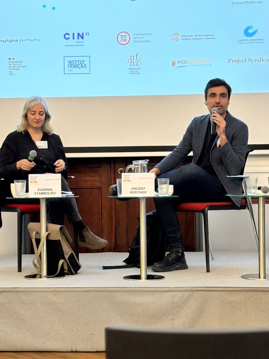 MediaPrague's tweet photo. On ethics and AI in journalism, Eugenia Stamboliev from says: “AI saves your time, but you spend the saved time by checking what AI has composed….There is a difference between content and quality work!” https://t.co/7FF7AOqU2R