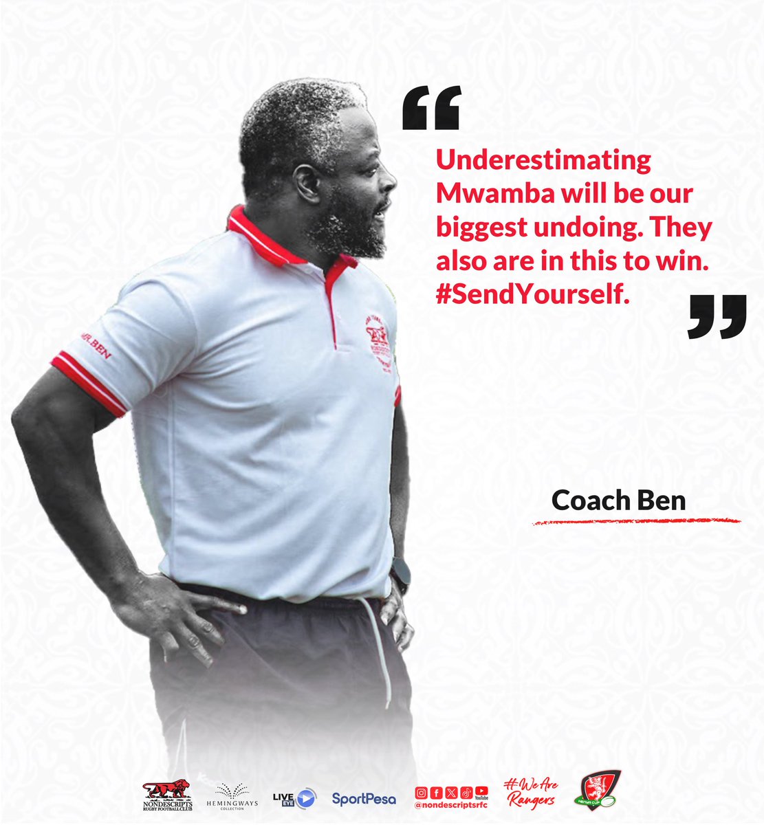 Nondies's tweet photo. Coach Ben Nyambu gives his sentiments ahead of our match day 2 fixture of the Kenya Cup &amp; ESS League.. 
#NondiesRugby #WeAreRangers #RedLion #RugbyKe #KenyaCup #Sportpesa https://t.co/uonBSJFVV8