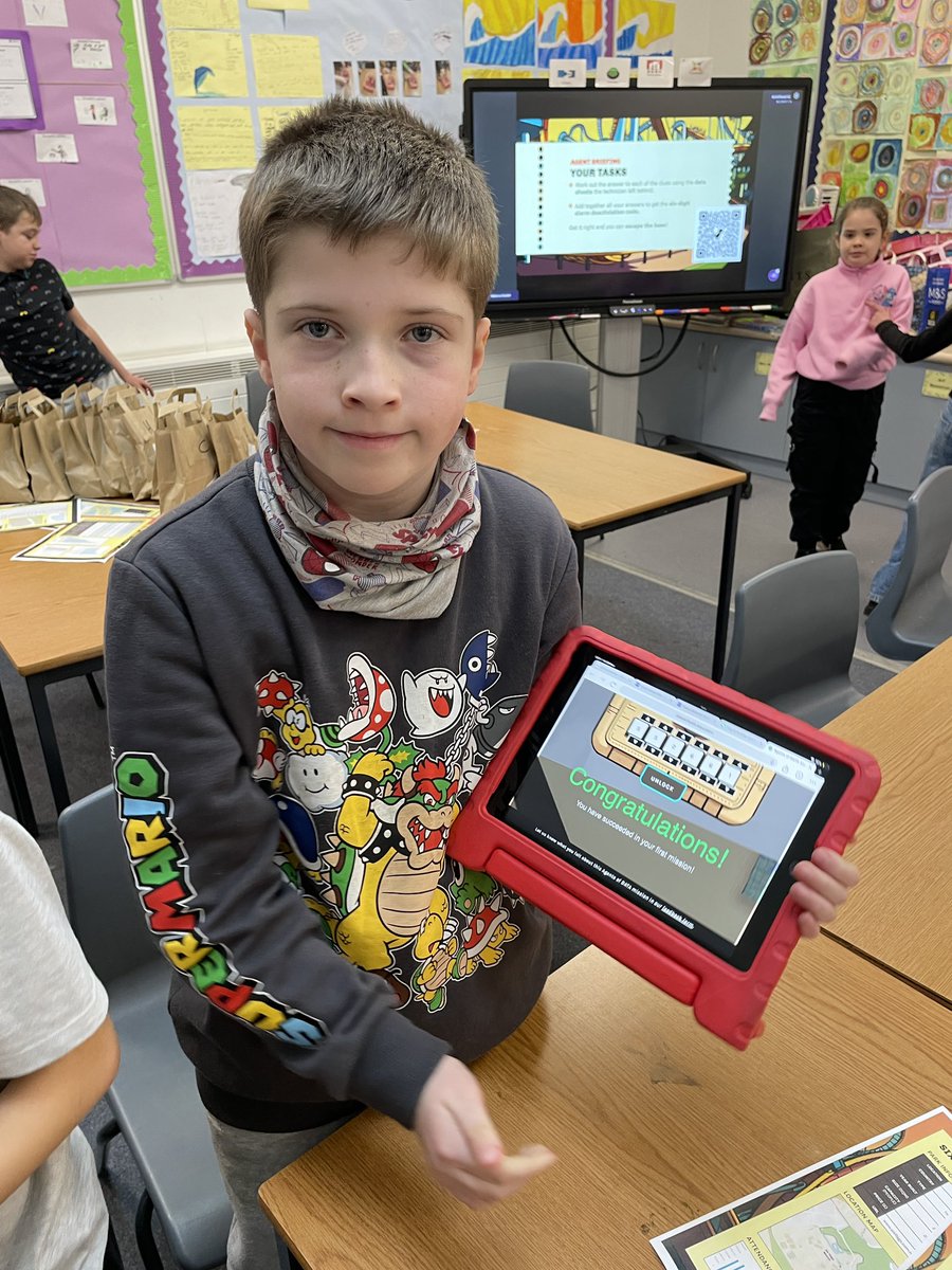 Super proud of Primary 5 today for using their data handling skills to complete an escape room! We had to use data sheets to unlock a six digit activation code. We managed to unlock together time. Look at these successful learners!