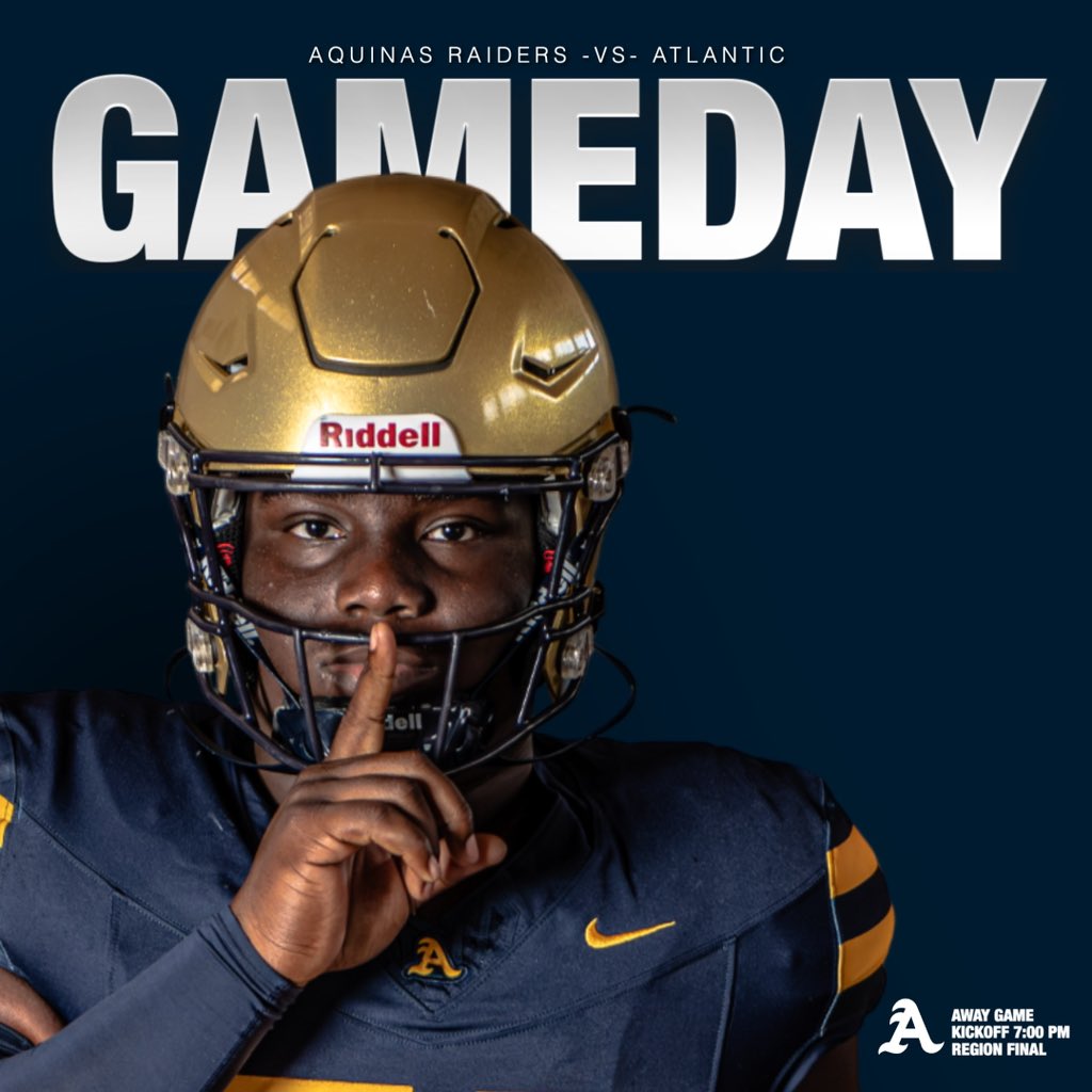 6️⃣ All business as we get closer to the goal 6️⃣ 

🏈 <a href="/STA_Football/">Aquinas Football</a> vs Atlantic 
📍 Atlantic 
⏰  7:00 p.m.
🏆 Region Final