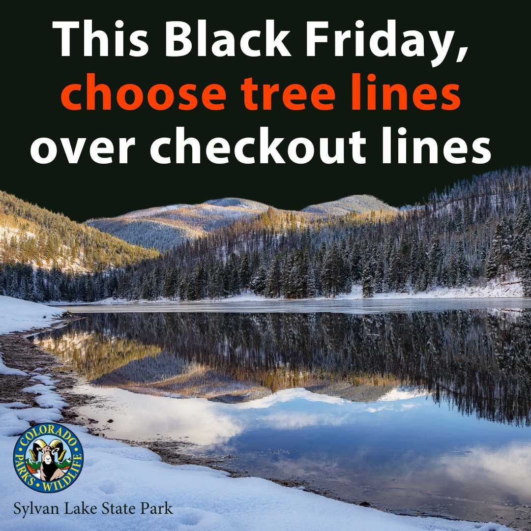 TODAY, Black Friday, Nov. 29, choose to Opt Outside with FREE ENTRY to all Colorado state parks during our Fresh Air Friday. Now, get outside and enjoy the day! ☀️