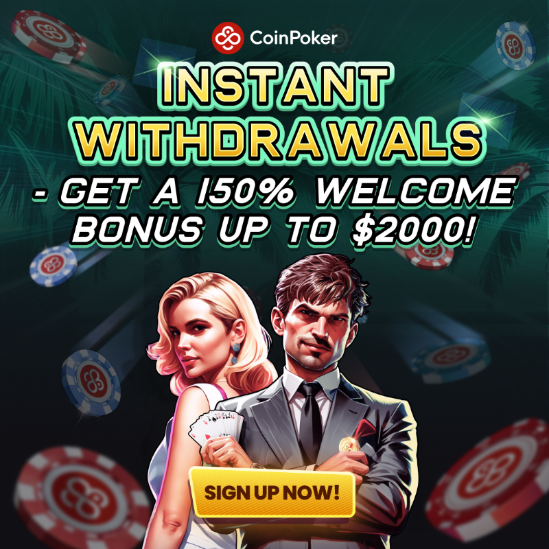CoinPoker_OFF's tweet photo. Saques Instantâneos - Ganhe um Bônus de Boas-Vindas de 150% Até US$2000! Cadastre-se Agora! #Cripto #Crypto #Poker
