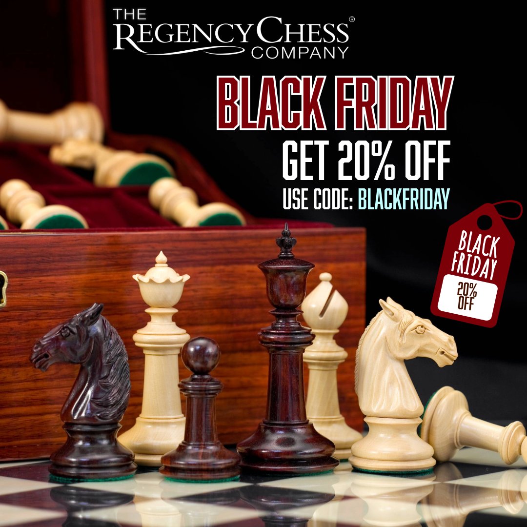 Our Black Friday deals are live, with 100% of our range now included!  #regencychess #chess #blackfriday #offer #chessset #chessboard