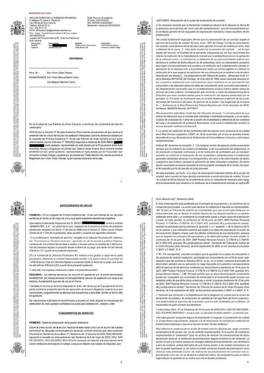 AbogadoOctavioS's tweet photo. #APERTURA#PRESCRIPCIÓN. La Audiencia Provincial de Las Palmas confirma nulidad por abusivas cláusulas apertura y gastos. Falta de transparencia en la información proporcionada. Acción restitutoria nace con nulidad. Otro éxito de #REDABAFI. #TRABAJANDOPARATODOS. https://t.co/5J3v3JVe6U