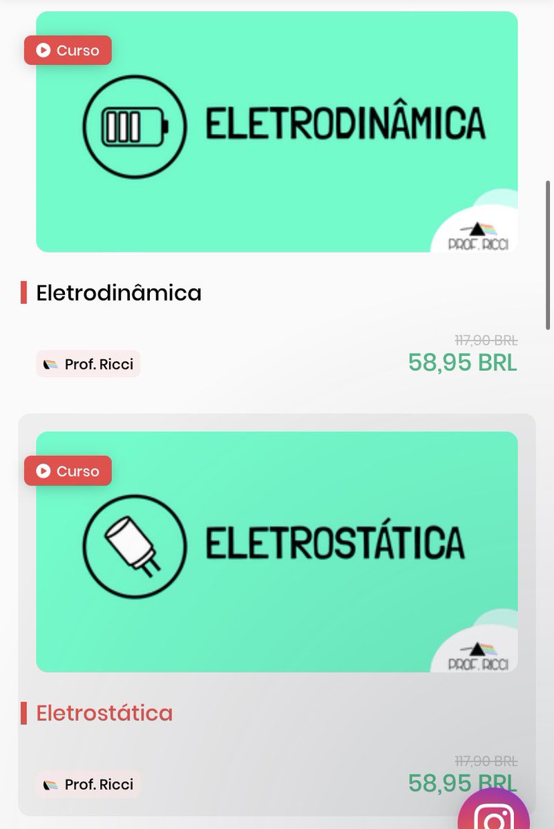 arcticbridgers's tweet image. BOM DIA GENTE!!!!! Hoje (e só hoje) todos os cursos modulares do Ricci estão com 50% de desconto! Tem física básica para quem está iniciando os estudos e várias opções de setores que talvez sejam sua pedra no sapato! Aproveitem: MARCELLE10 🏷️🩷

ricciprofessor.eveclass.com/pt/cursos