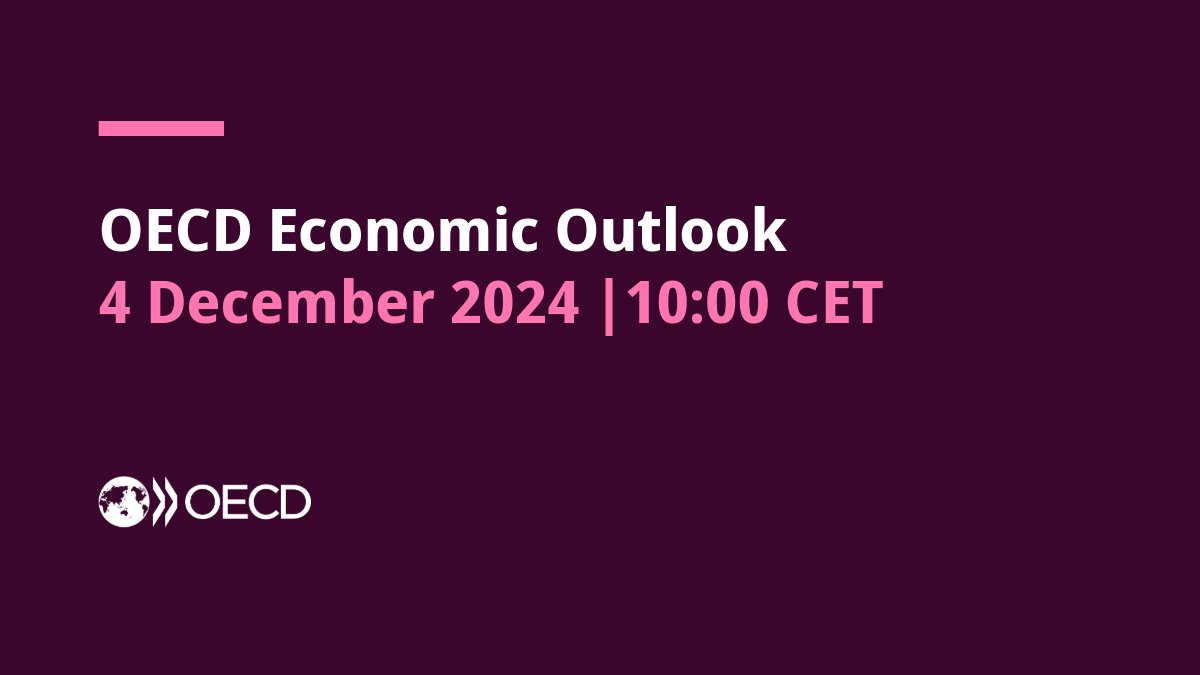🌍 What’s next for the global economy?

The #OECD Economic Outlook launches on 4 Dec at 10:00 CET!

SG Mathias Cormann &amp; Chief Economist Álvaro Santos Pereira will present the key findings.

▶️More details: oe.cd/5OQ

#EconomicOutlook