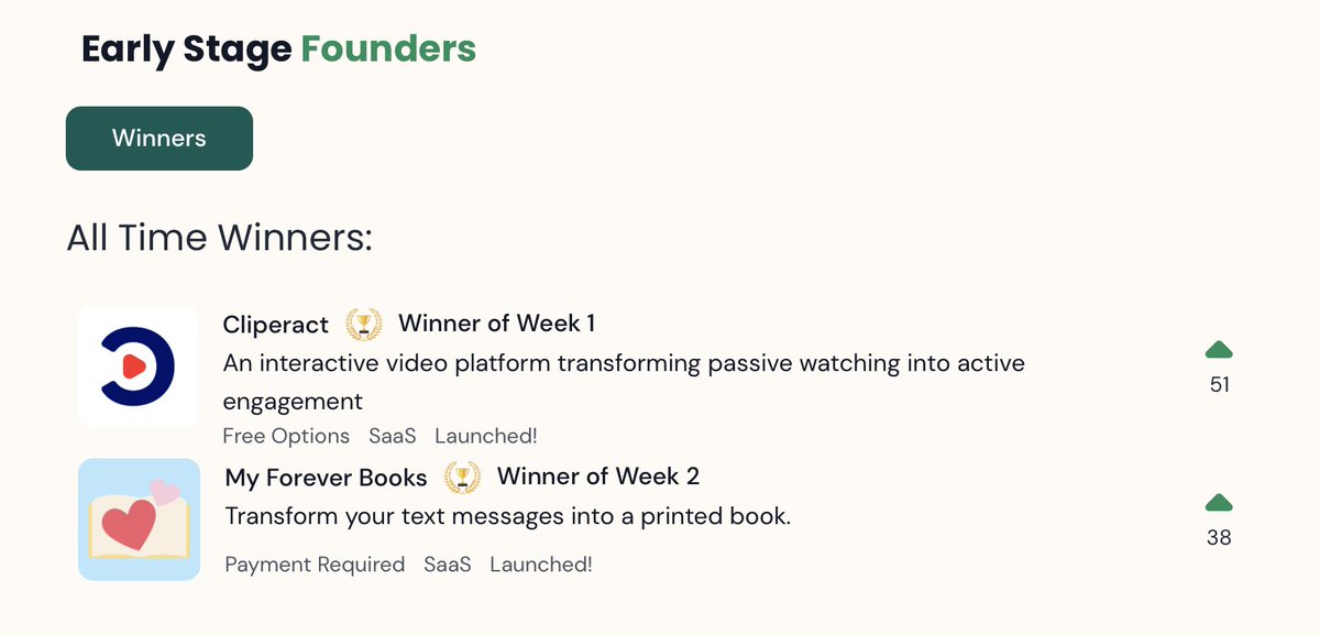 joshua_zky's tweet photo. Woohoo! 🎉

First project competition won!

My Forever Books won Early Stage Founder's "Project of the Week".

Excited to throw some trophies on our landing page and take a stab at other comps. May have to mess around and win product of the day on PH. https://t.co/EJkkSOKUDE