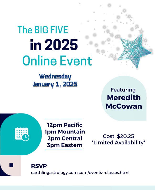 I will be offering a live webinar on Jan. 1st discussing the outer planets and how these big moves will be affecting each sign. I'll also talk about how to work with the energy of these celestial bodies in 2025. 🤩
Sign up: earthlingastrology.com/store/p14/The_…