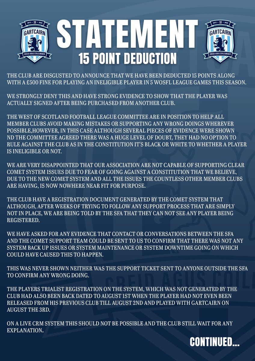 Gartcairn FC tweet media