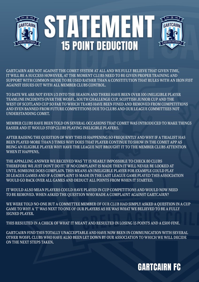 Gartcairn FC tweet media
