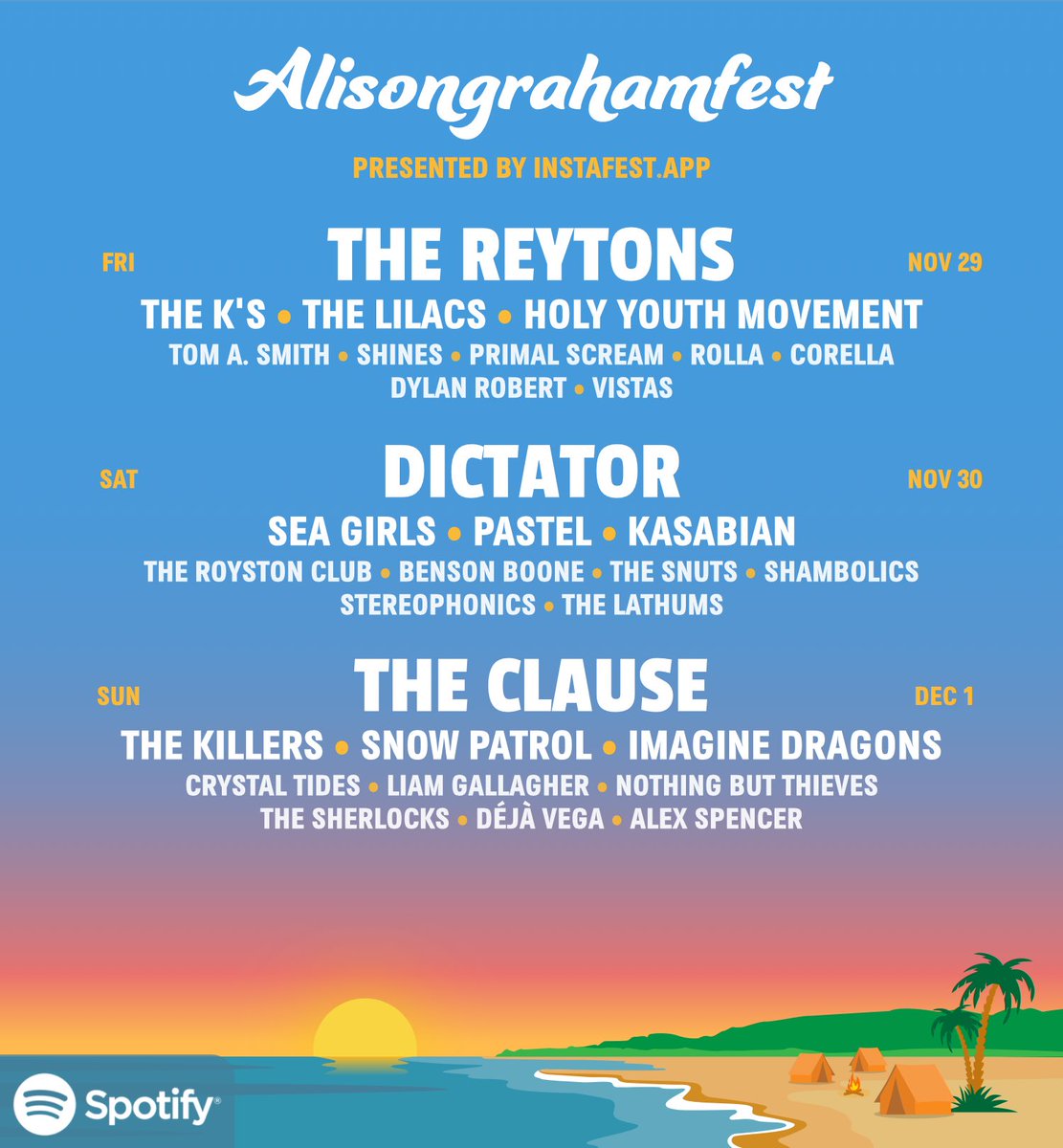 This would be my perfect line up for a festival <a href="/TheReytons/">THE REYTONS</a> <a href="/Dictator_Band/">Dictator</a> @TheLilacs <a href="/theclauseuk/">THE CLAUSE</a> <a href="/tomasmithmusic/">TOM A SMITH</a> <a href="/crystaltidesuk/">Crystal Tides</a> <a href="/HYMovement/">Holy Youth Movement</a> <a href="/dylanrobmusic/">Dylan Robert</a> <a href="/TheKsUK/">THE K'S</a> <a href="/ROLLA2020/">ROLLA</a> <a href="/TheRoystonClub/">The Royston Club</a>