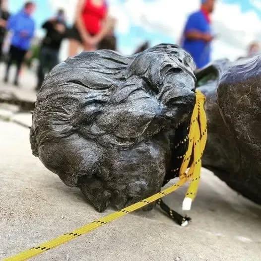 _nativeamerica's tweet photo. Breaking News: The Columbus statue at the state capitol in St. Paul Minnesota was just removed by Indigenous people https://t.co/BcUft2EW5x