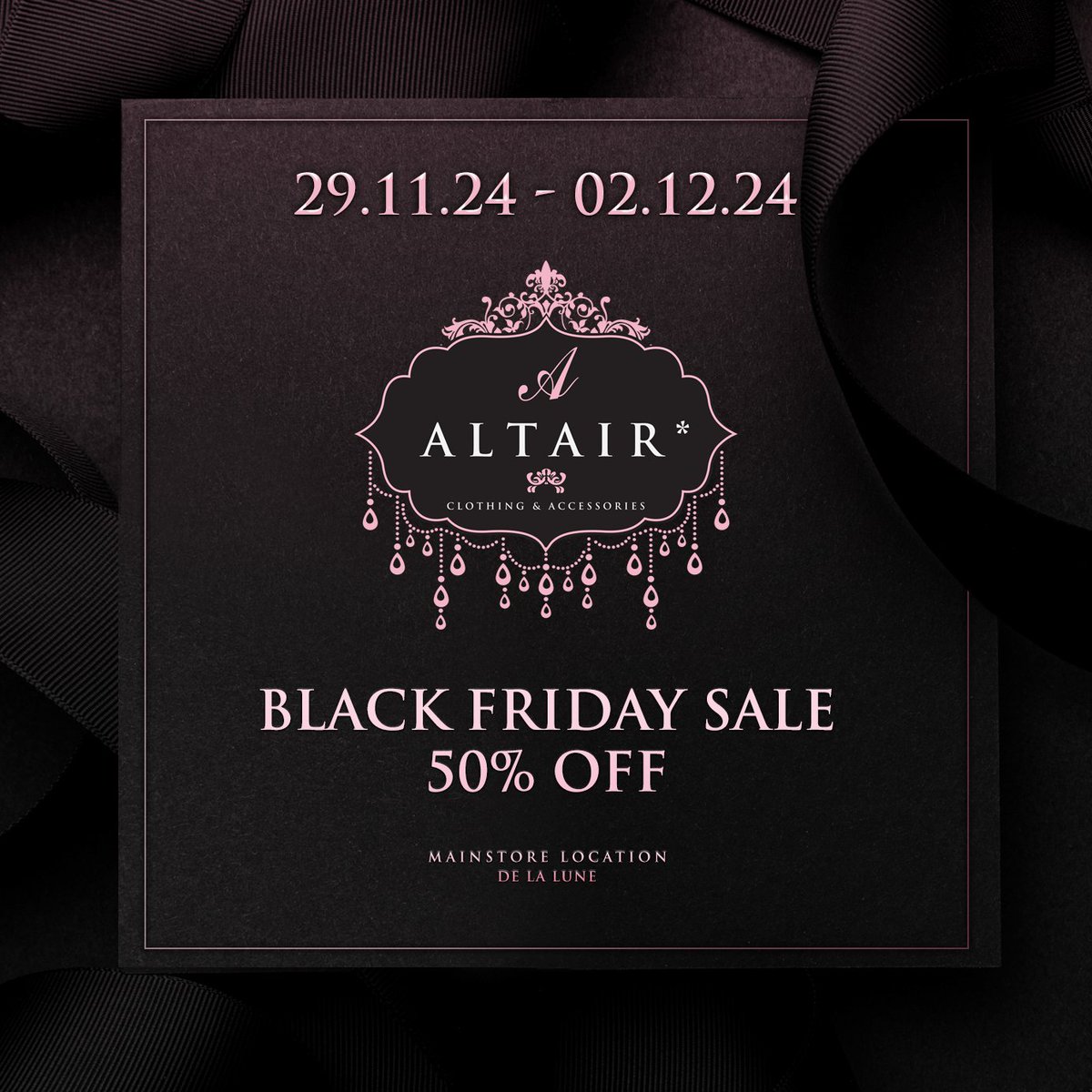 ALTAIRinSL's tweet photo. ♡ ALTAIR* BLACK FRIDAY SALE 24 ♡
TP to the ALTAIR* mainstore: https://t.co/rIp4wWLenm
#SecondLife https://t.co/TEyJD7qL9Q