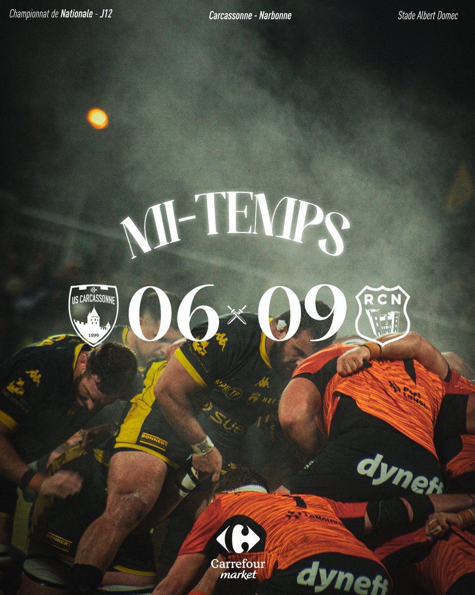 us_carcassonne's tweet photo. MI-TEMPS à Domec, les Jaune&Noir sont menés de trois unités.
Allez les gars! 🫡
#USCRCN #DéfendreNotreCité ⚔️ https://t.co/VPiZufJrRE