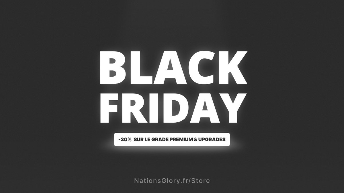 C'est le BlackFriday  ! 🔥

Profitez de -30% sur le grade Premium et les upgrades de grades ! 
Et ce week-end uniquement , la Monture Pigazard est disponible à l’unité sur la version java ! 

▶️ nationsglory.fr/store/