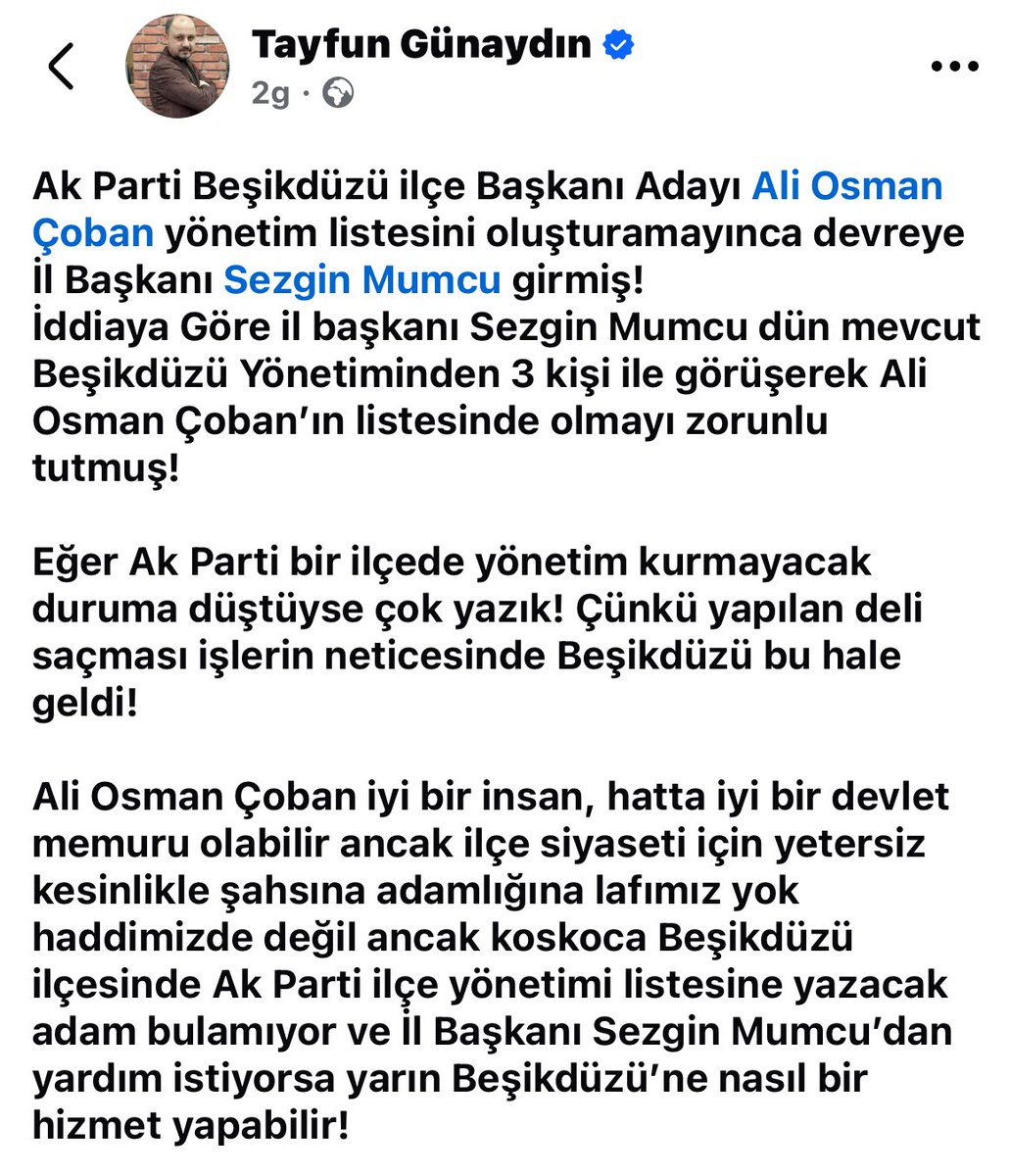 diyadinosman's tweet photo. Burası Trabzon’un Beşikdüzü ilçesi.
31 Mart seçimlerinde CHP kazanmıştı.
Bölgeyi iyi takip eden, bölgenin  önemli gazetecilerinden Tayfun Günaydın  kardeşimiz kongre ile ilgili bakın ne yazmış…
Buyurun..
Okuyun…
Yorumunu siz yapın… https://t.co/cZuyVa15bZ