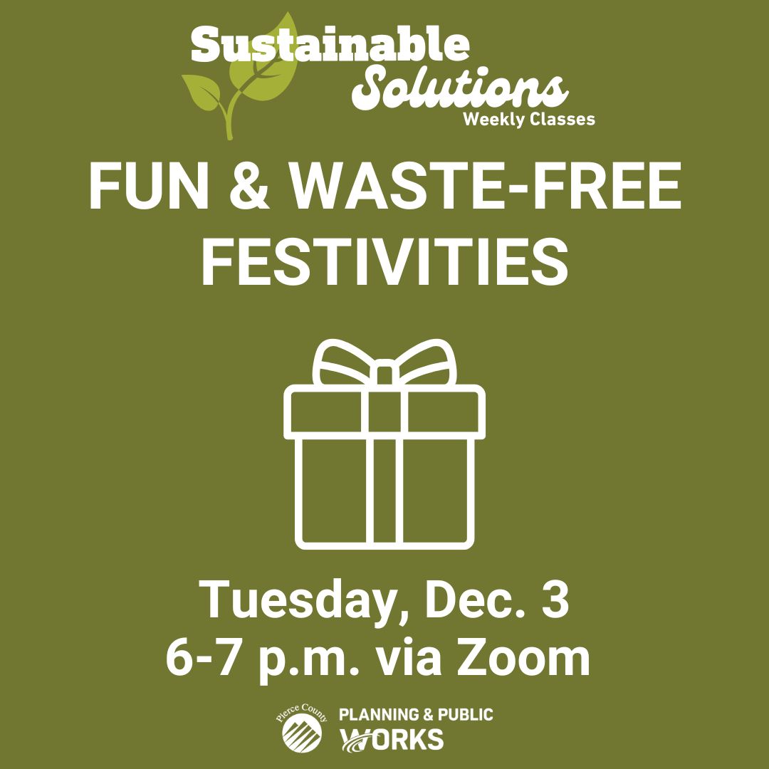 PierceCo's tweet photo. 🎁 Learn how to be more sustainable this holiday season!

Join us at our "Fun & Waste-Free Festivities" class to get tips on gift giving and gift wrapping, holiday food waste reduction, and what holiday items should be recycled, dropped off, donated, or trashed!

📅 Tuesday, Dec. 3
🕕 6-7 p.m.
📍 Zoom

🌐 Register at https://t.co/E4jTCcGMdb.