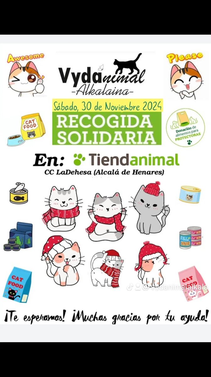 Mañana sábado 30 de noviembre. Te esperamos en Tiendanimal del centro comercial LaDehesa en Alcalá dd Henares. También llevaremos merchandising y cositas muy lindas temática gatuna 😻 No te lo pierdas!!!