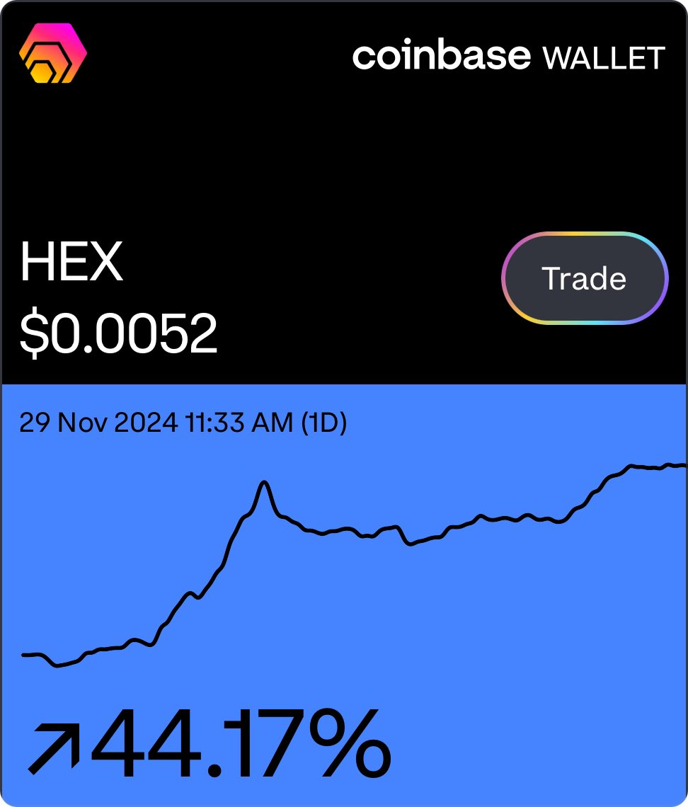 Just bought $HEX with my Coinbase Wallet

wallet.coinbase.com/links/osbJEQWz…