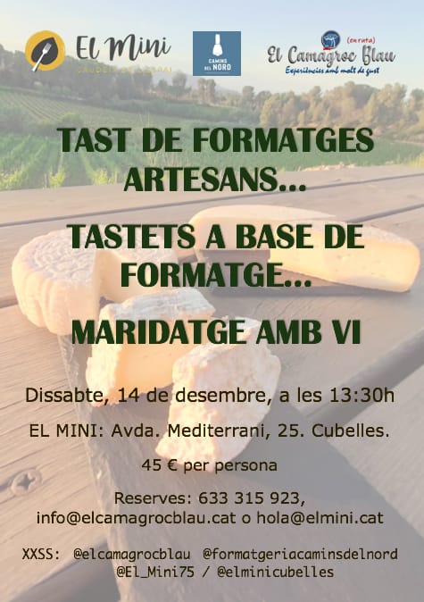 elcamagrocblau's tweet image. Coses com aquesta passaran el dissabte 14/12 a #Cubelles: #formatges artesans del #Penedès Camins del Nord, tastets elaborats amb aquest formatges, i tot maridat amb bons #vins.
Ho farem al restaurant amb la llar de foc més càlida del #Garraf: @El_Mini75.

Imprescindible reserva!