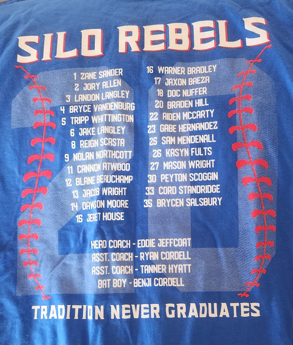 I Was At The Game (@iwasatthegame) on Twitter photo SHOUT OUT to SILO Baseball and <a href="/kevinfarr32/">Kevin Farr</a> for adding to my #OKPreps State Championship T-Shirt collection with this 2024 Fall Baseball State Championship shirt. The 20th overall Baseball title for the Rebels. SHOUT OUT to SILO Baseball and <a href="/kevinfarr32/">Kevin Farr</a> for adding to my #OKPreps State Championship T-Shirt collection with this 2024 Fall Baseball State Championship shirt. The 20th overall Baseball title for the Rebels.