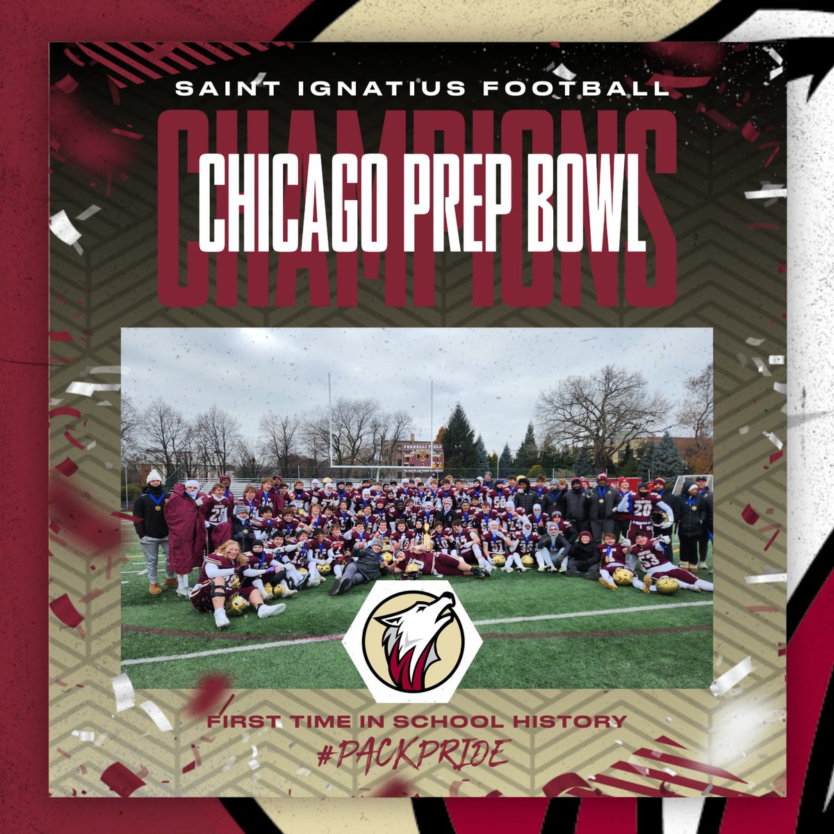 For the first time in program history, <a href="/IgnatiusFB/">Saint Ignatius Football</a> are the Chicago Prep Bowl Champions after a 47-8 win over Whitney Young!  Jack Wanzung was named the Most Valuable Player for the Wolfpack, running for a pair of TDs and connecting with Liam Hynes for another. #PackPride🐺