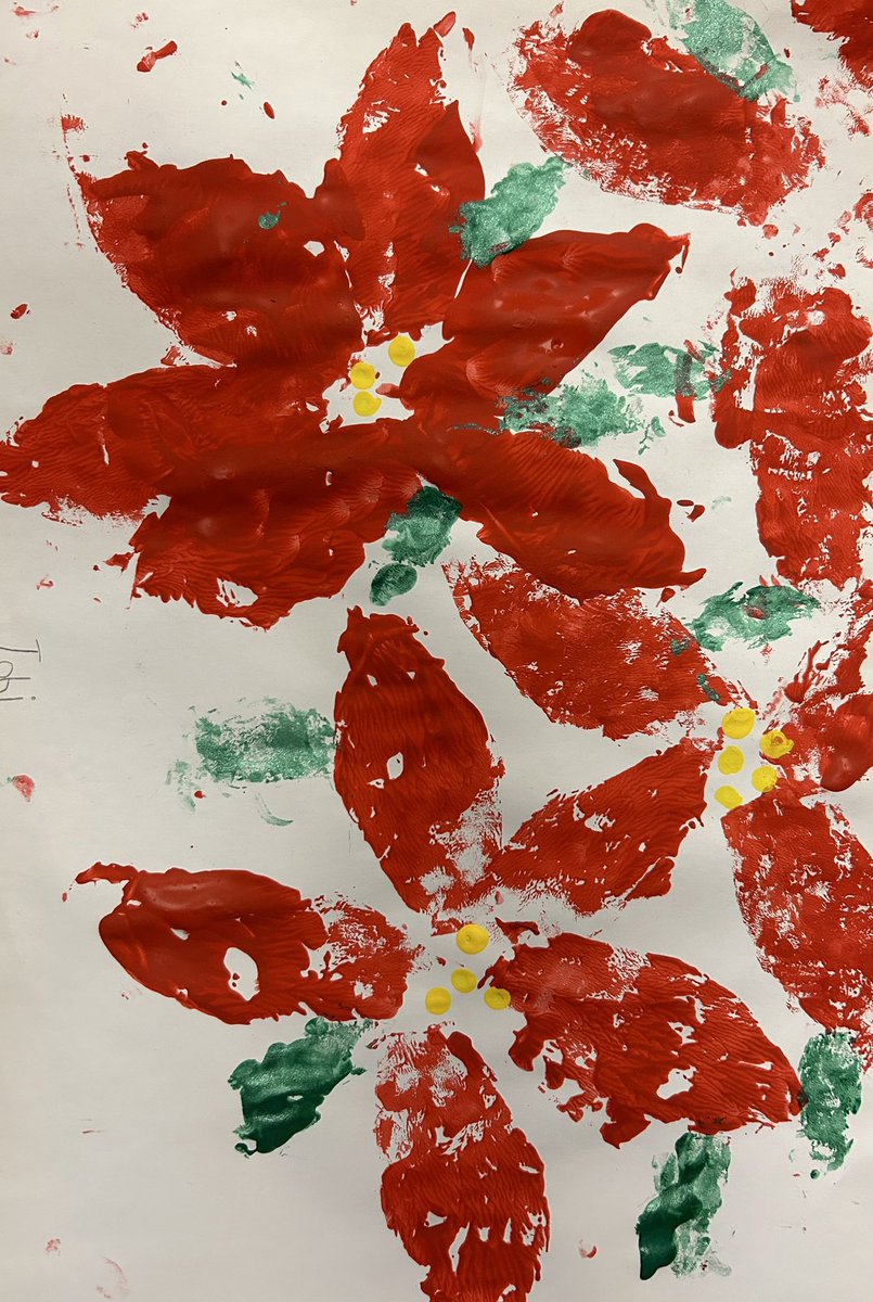 MsKeyota's tweet photo. After reading, The Legend of the Poinsettia, Ss made Poinsettia flower prints using cardboard petals and leaves. @OttCatholicSB @CorpusOCSB @ParentsCorpus #Ocsbarts #printmaking #paintproject #ChristmasArt #ocsbjoy https://t.co/hhZfvOOxgo