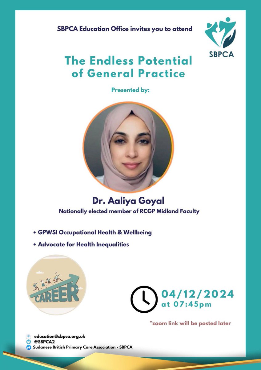 SBPCA2's tweet image. “We’re excited to host a high-caliber &amp;amp; enthusiastic GP from the RCGP in an interactive session exploring the endless potential of general practice! 🌟 Don’t miss this opportunity to learn, connect, and be inspired. Dr Goyal is an #IMGAdvocate in #GeneralPractice