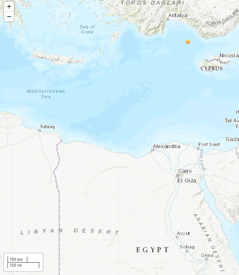 Memiltary's tweet photo. 🚨 زلزال بقوة 5.6 يضرب سواحل أنطاليا في تركيا 🇹🇷 وجزيرة قبرص 🇨🇾 بعمق 59.6 كم

وشعر به سكان مصر 🇪🇬 بشدة في الأسكندرية و دمياط و بورسعيد ومحافظات الدلتا و القاهرة و الجيزة

#هزة_أرضية #سوريا #بشار_الأسد #المعارضة_السورية #الجيش_السوري #إمام_عاشور #النصر_ضمك #الاًهلي_الوحده #alanya