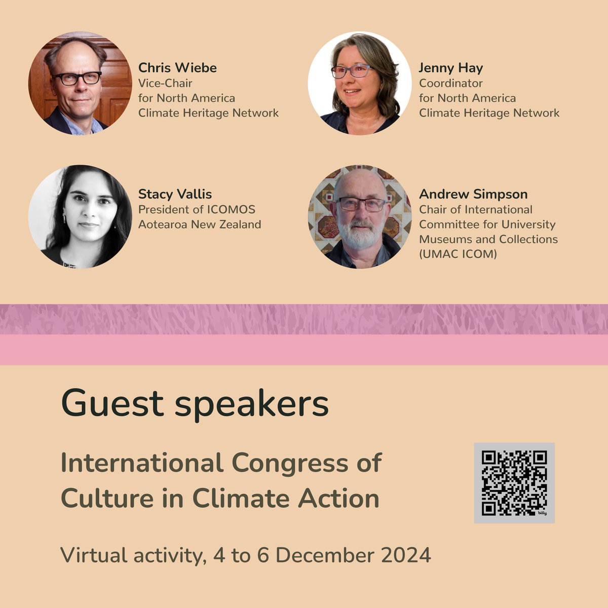 pacc_fops's tweet photo. International Congress of Culture in Climate Action

Virtual activity, 4 to 6 December 2024

Guest speakers: Chris Wiebe, Jenny Hay, Stacy Vallis, Andrew Simpson.

Last days for registration at https://t.co/0rOOc5Ujtf https://t.co/1PMLQdZQN3