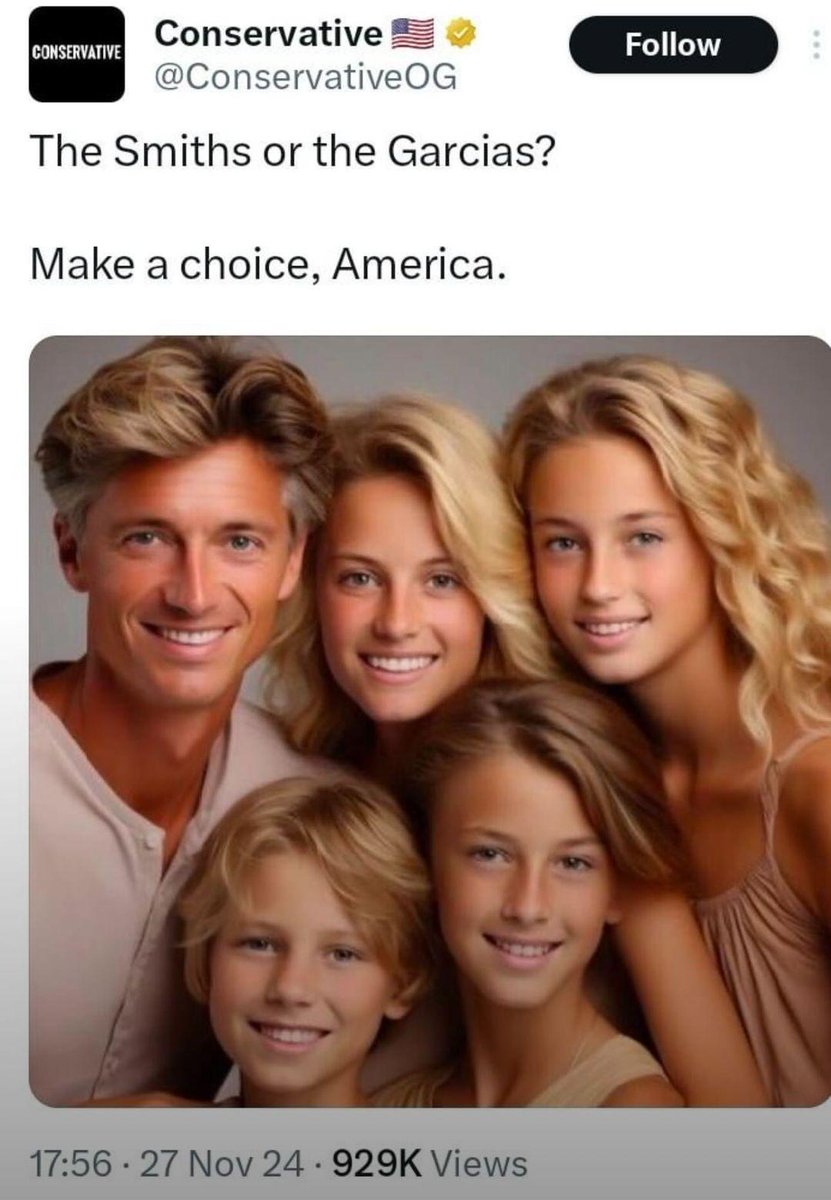 Regressivists always wind up telling on themselves because they have to use GenAI to create images of the pristine past they claim to long for.

Also, excessively bright blonde hair can be a result of genetic homozygotism.