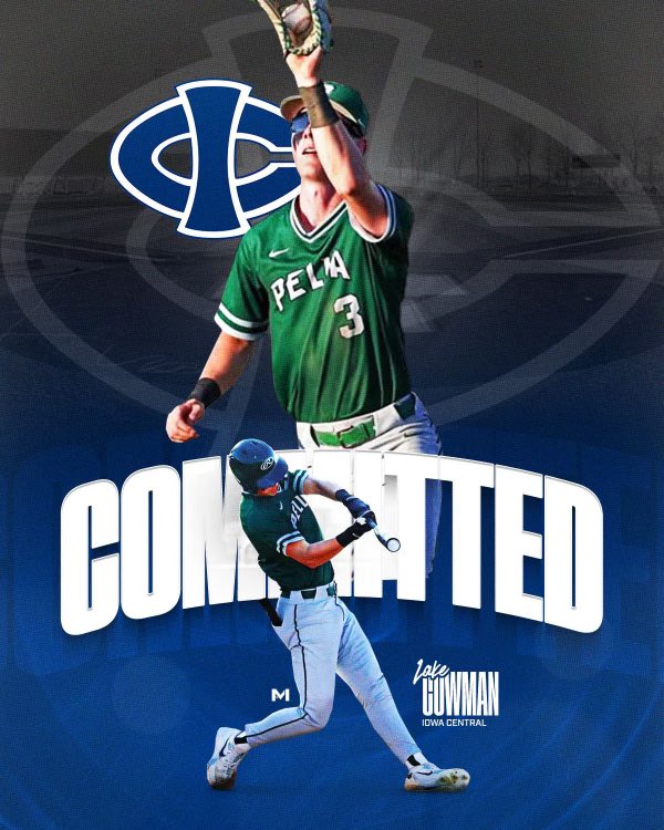 Lake Cowman (@lakecowman) on Twitter photo Excited to announce my commitment to Iowa Central to continue my academic and baseball career.
Thank you to my family, Toran and the Shahidi family and all my coaches and teammates at <a href="/3TsBaseball/">3T’s Dawgs Baseball</a> and <a href="/PellaBaseball/">Pella Dutch Baseball</a>.
Time to go to work!
<a href="/ICCCBaseball/">Iowa Central Baseball</a> 🔱 Excited to announce my commitment to Iowa Central to continue my academic and baseball career.
Thank you to my family, Toran and the Shahidi family and all my coaches and teammates at <a href="/3TsBaseball/">3T’s Dawgs Baseball</a> and <a href="/PellaBaseball/">Pella Dutch Baseball</a>.
Time to go to work!
<a href="/ICCCBaseball/">Iowa Central Baseball</a> 🔱