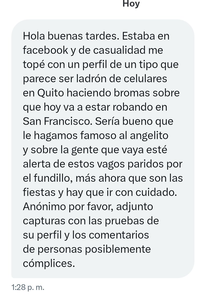 EmergenciasEc2's tweet photo. Atentos!!
Por redes anuncian que van a robar celulares en la Plaza San Francisco en Quito. https://t.co/O4d1qwdSUA