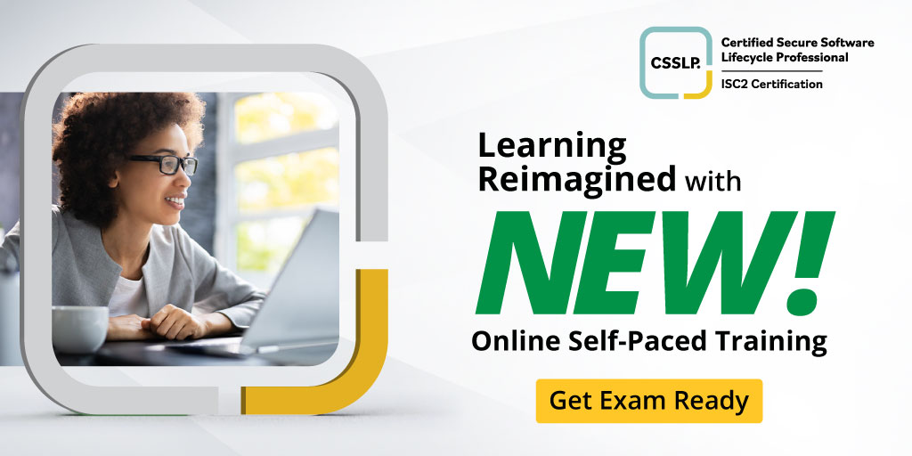 ISC2's tweet image. New #CSSLP adaptive online self-paced learning platform! Guided by your level of understanding and confidence. 
Learn more: ow.ly/vuF250UamlW
#CSSLPTraining #CybersecurityCertification #SoftwareSecurity