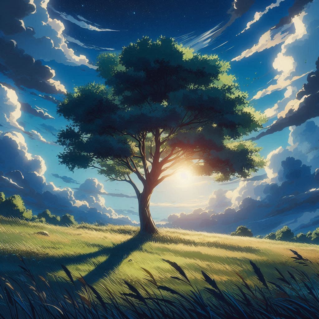 mightyfanforce's tweet photo. "Even in the vastness of the sky and the expanse of the fields, a single tree can stand as a testament to resilience and beauty."

#AIart https://t.co/7T46QKviUI