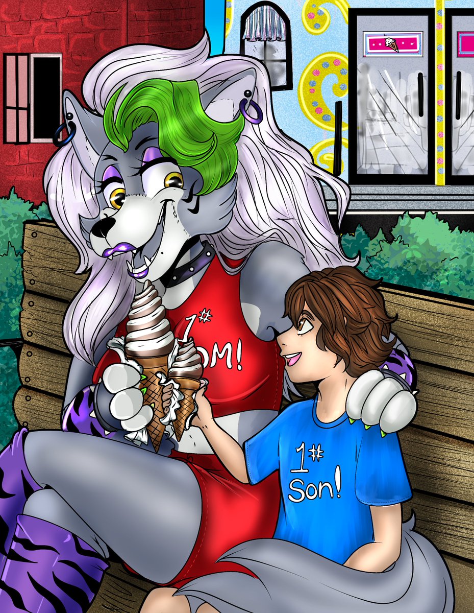_TwistedStars_'s tweet photo. My entry for sotw on tsbs server, Ice cream makes almost everything better, Roxanne and Gregory having a mom and son day out #Rwgs #RWGS #Roxannewolfandgregoryshow #tsbs #fnaf #sotw #showoftheweek #myart https://t.co/ycbOu3J204