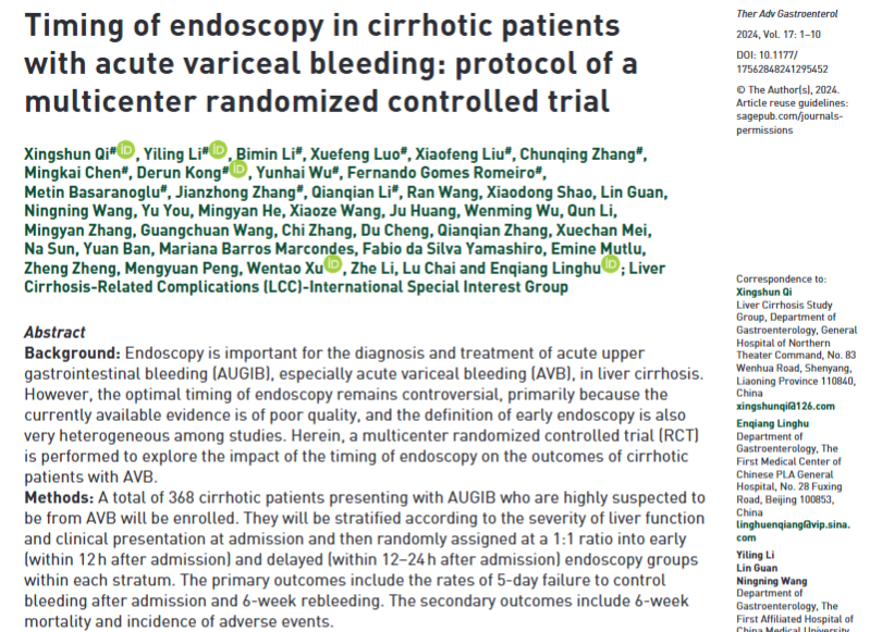 TAGastroenterol's tweet photo. 📄 When should endoscopy be performed for acute variceal bleeding in cirrhotic patients? This multicenter RCT protocol investigates early (within 12 hrs) vs delayed (12–24 hrs) endoscopy to improve outcomes.

🔗 https://t.co/ckUVjtfo0m https://t.co/plBJUrnjX9