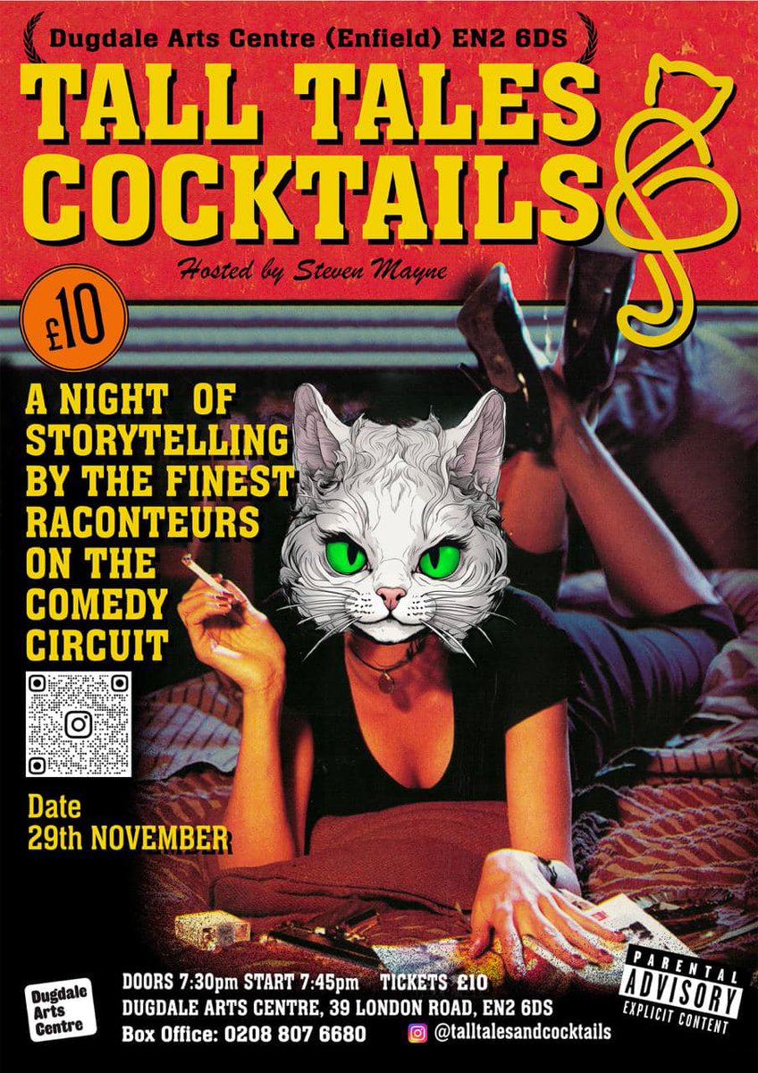 GABcomedy's tweet image. The brilliant Tall Tales &amp;amp; Cocktails is back for its monthly romp of storytelling silliness. Headlining tonight is the incredible Steve Vertigo.
Tickets: dugdaleartscentre.co.uk/.../tall-tales…