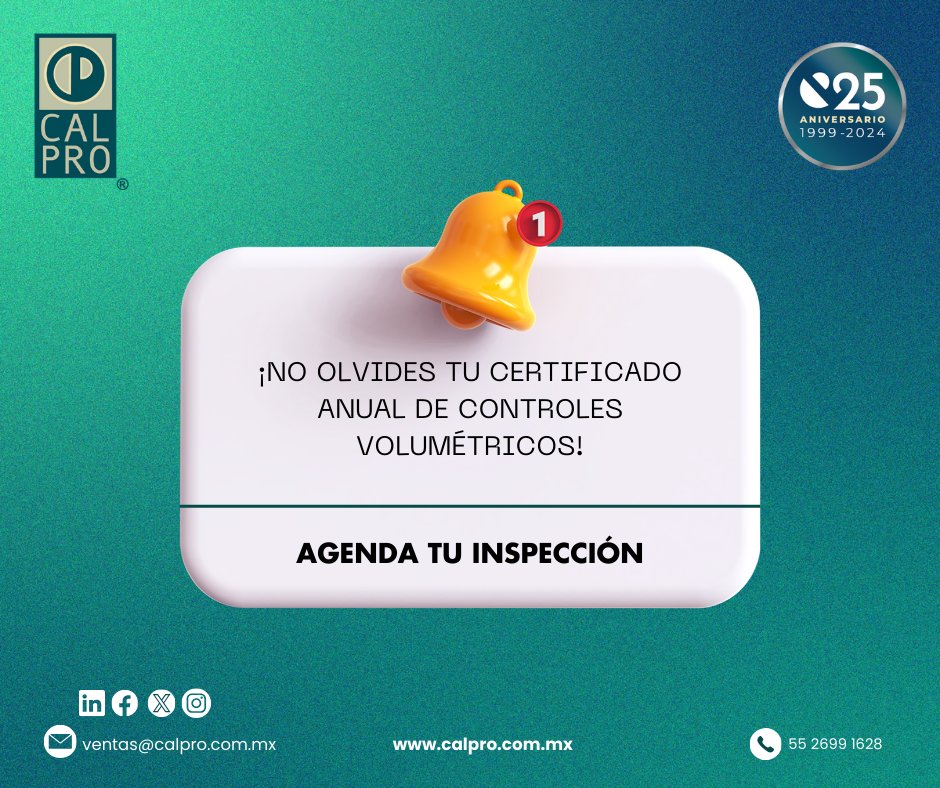 calpro_mx's tweet photo. 🎯 ¡No dejes que se te pase el tiempo!

¿Sabías que el Certificado de Controles Volumétricos es un requisito anual que se debe presentar ante el SAT?

💡 En CalPro, te ayudamos a cumplir con este requisito de manera segura y profesional. https://t.co/zlbQeEfULT